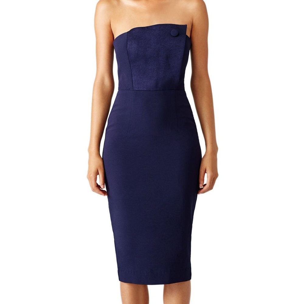 Misha Collection Navy Asymmetrical Dress